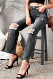 High Waist Distressed Ripped Hole Flare Jeans