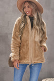 Zip Up Sherpa Coat with Pocket