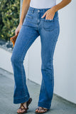 Vintage Casual Pocket Flared Jeans