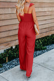 Flutter Sleeve Smocked Wide Leg Jumpsuit