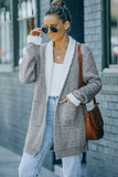 Long Pocketed Open Front Knit Cardigan