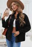Rivet Corduroy Buttoned Long Sleeve Shirt with Pockets
