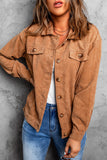 Ribbed Corduroy Long Sleeve Jacket with Pocket