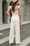 Flutter Sleeve Smocked Wide Leg Jumpsuit