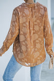 Brown Collared Neck Floral Textured Shirt