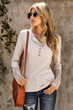 Crochet Lace Hem Sleeve Button Top