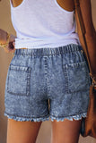 Casual Pocketed Frayed Denim Shorts