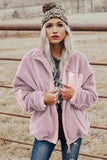 Zip Up Sherpa Coat with Pocket