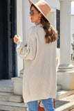 Open Front Cable Sleeve Long Cardigan
