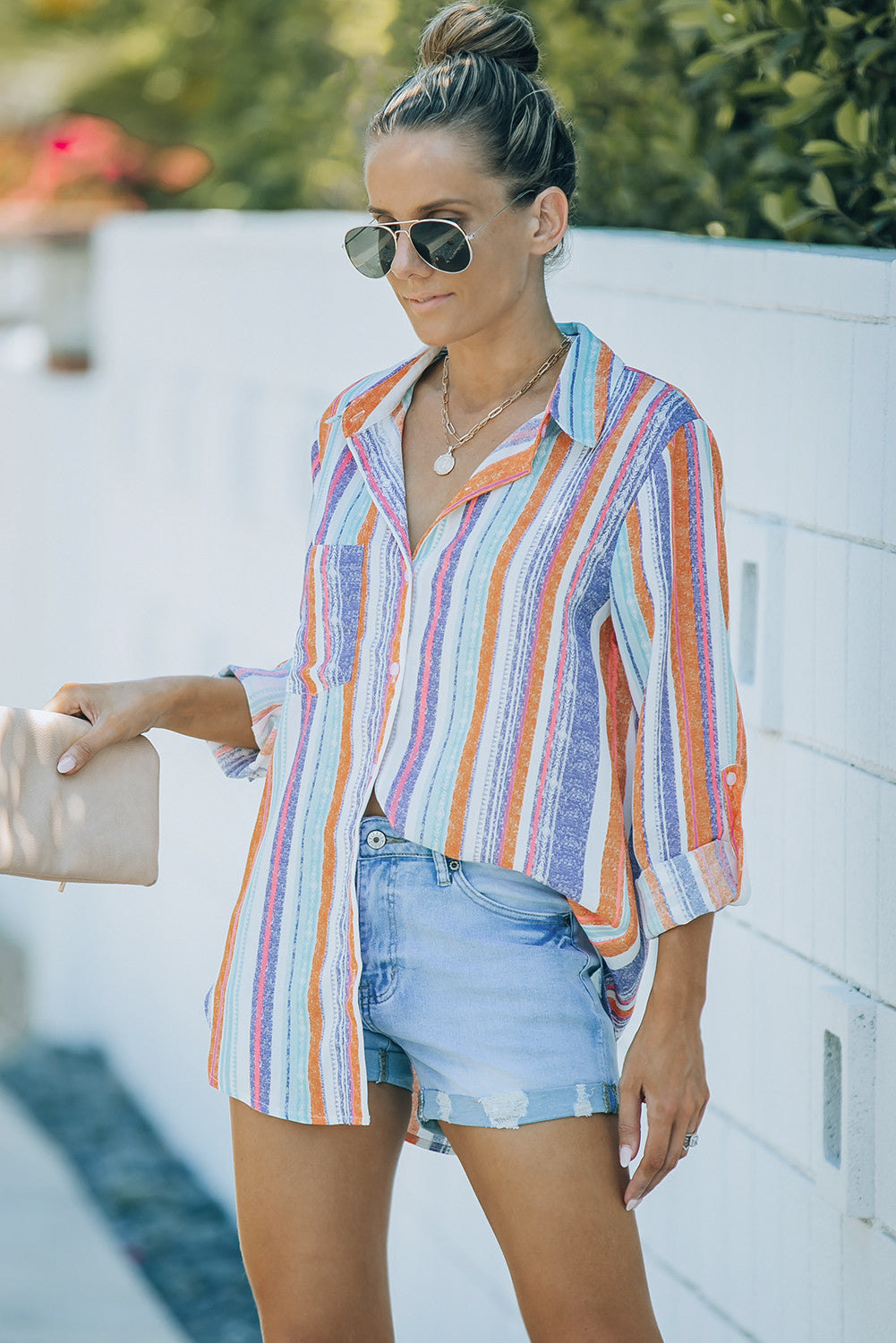 Sweet Enough Striped Button Up Top
