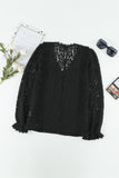 Floral Lace Mesh Crochet Long Sleeve Top