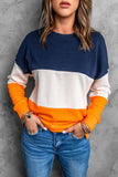 Colorblock Contrast Stitching Sweatshirt with Slits