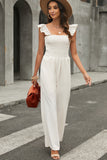 Flutter Sleeve Smocked Wide Leg Jumpsuit