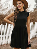 Pocketed Ruffle Babydoll Short Mini Dress