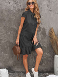 Cap Sleeve Button Front Denim Mini Dress