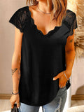 Lace Knit Cap Sleeve Top