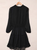 Swiss Dot Bubble Sleeve Ruffle Mini Dress