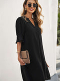 Ruffled Sleeve Shift Shirt Mini Dress with Half Sleeves