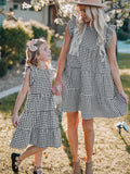 Cute Plaid Ruffled Mini Dress Sleeveless