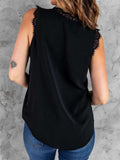 Sleeveless Eyelash Lace V Neck Tank Top