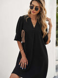 Ruffled Sleeve Shift Shirt Mini Dress with Half Sleeves