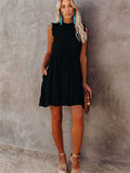 Pocketed Ruffle Babydoll Short Mini Dress