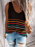 Multicolor Stripes Knit V Neck Tank Top