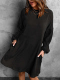 Round Neck Empire Waist Ribbed Knit Mini Dress