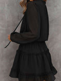 Swiss Dot Bubble Sleeve Ruffle Mini Dress