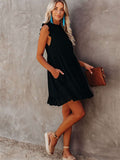 Pocketed Ruffle Babydoll Short Mini Dress