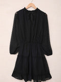Swiss Dot Bubble Sleeve Ruffle Mini Dress