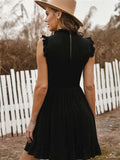 Pocketed Ruffle Babydoll Short Mini Dress
