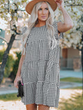 Cute Plaid Ruffled Mini Dress Sleeveless