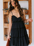 Spaghetti Straps Ruched Ruffled Mini Dress Backless
