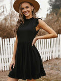 Pocketed Ruffle Babydoll Short Mini Dress