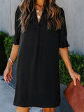 Ruffled Sleeve Shift Shirt Mini Dress with Half Sleeves