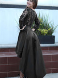 Long Sleeve Lace High Low Satin Party Evening Dress Prom Dress