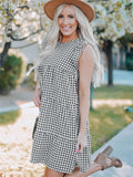 Cute Plaid Ruffled Mini Dress Sleeveless