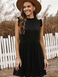 Pocketed Ruffle Babydoll Short Mini Dress