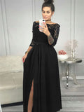 Off Shoulder Lace Bodice High Waist Maxi Skirt Evening Dress