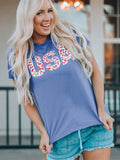 USA Leopard Print T-Shirt graphic tee