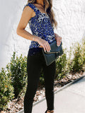 Sexy Ruffles Floral Smock Tank Top Sleeveless