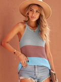 Color Block Striped Knit Tank Top