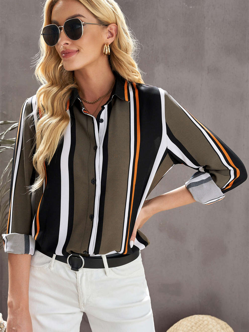 Striped Modern Women Top Shirt