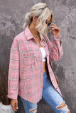 Plaid Pattern Buttoned Shirt Coat with Slits