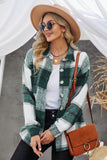 Plaid Color Block Buttoned Long Sleeve Jacket with Pocket