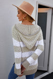 Color Block Side Slit Knitted Hooded Sweater