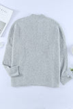 Grey High Neck Oversized Sweater with Slits