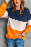 Colorblock Contrast Stitching Sweatshirt with Slits