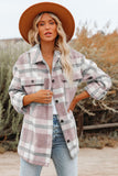 Plaid Print Pocket Women Shacket
